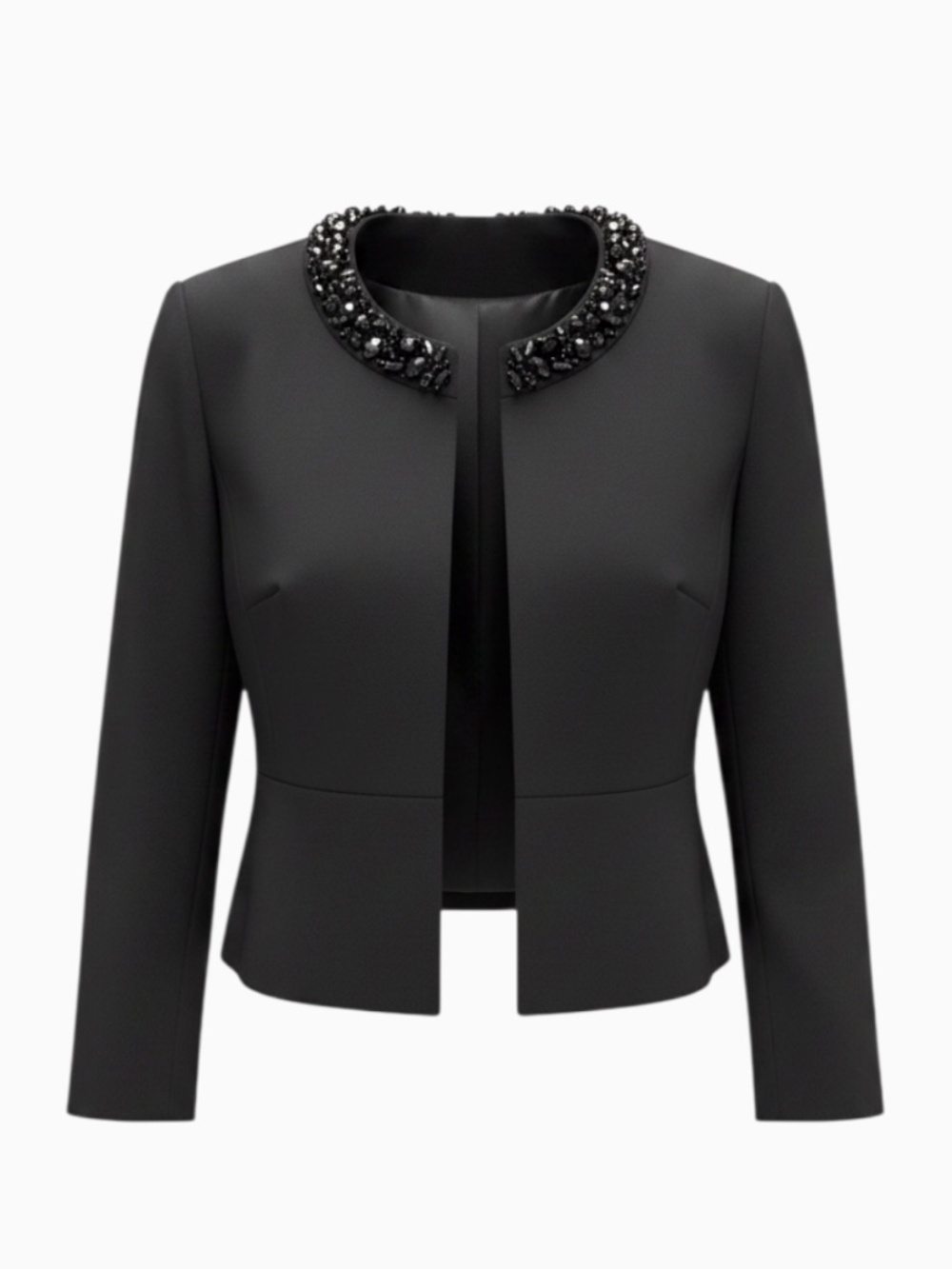 Petite Black Beaded Collar Blazer – Size 6P – New Condition
